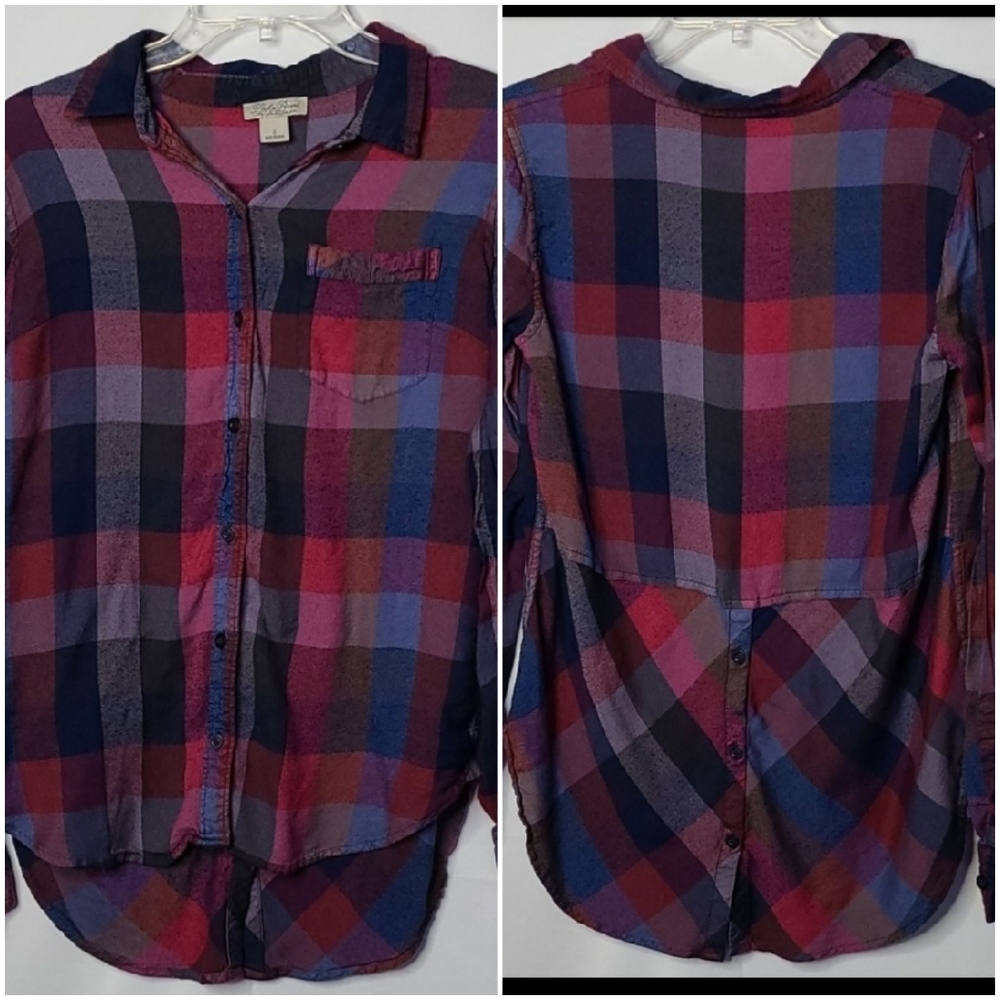 Lucky Brand plaid bungalow button back flannel Sm